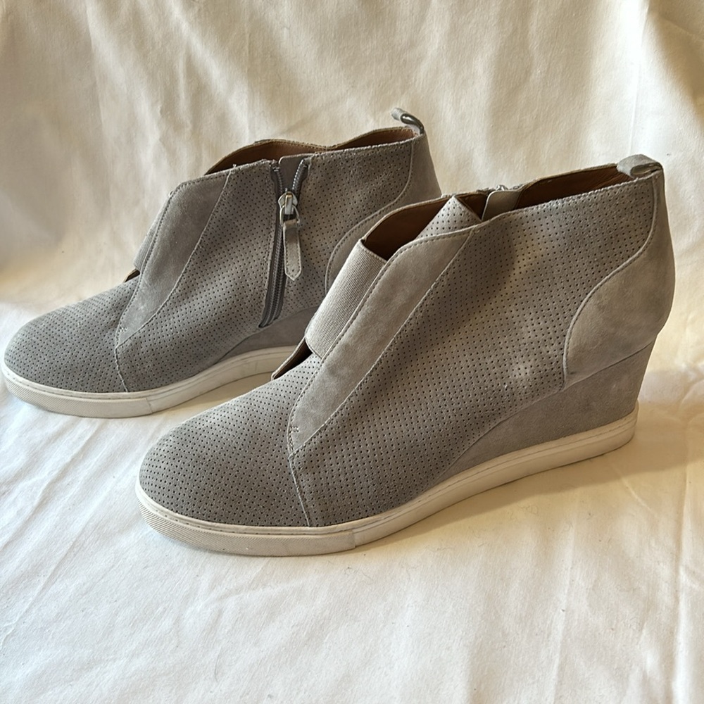 Linea Paolo Gray Felicia Suede Wedge Sneakers-Size 12 M NWOB - Picture 3 of 12